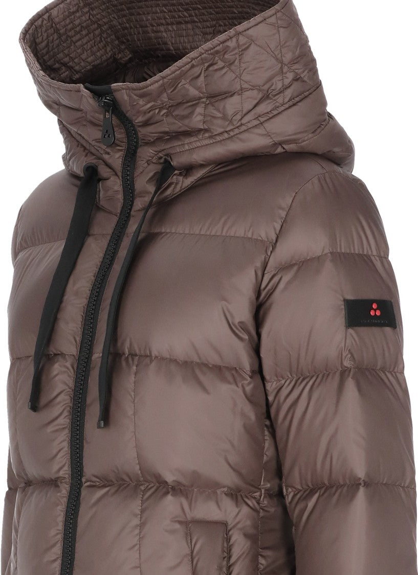 Peuterey Brown Nunki Hooded Quilted Long Down Jacket