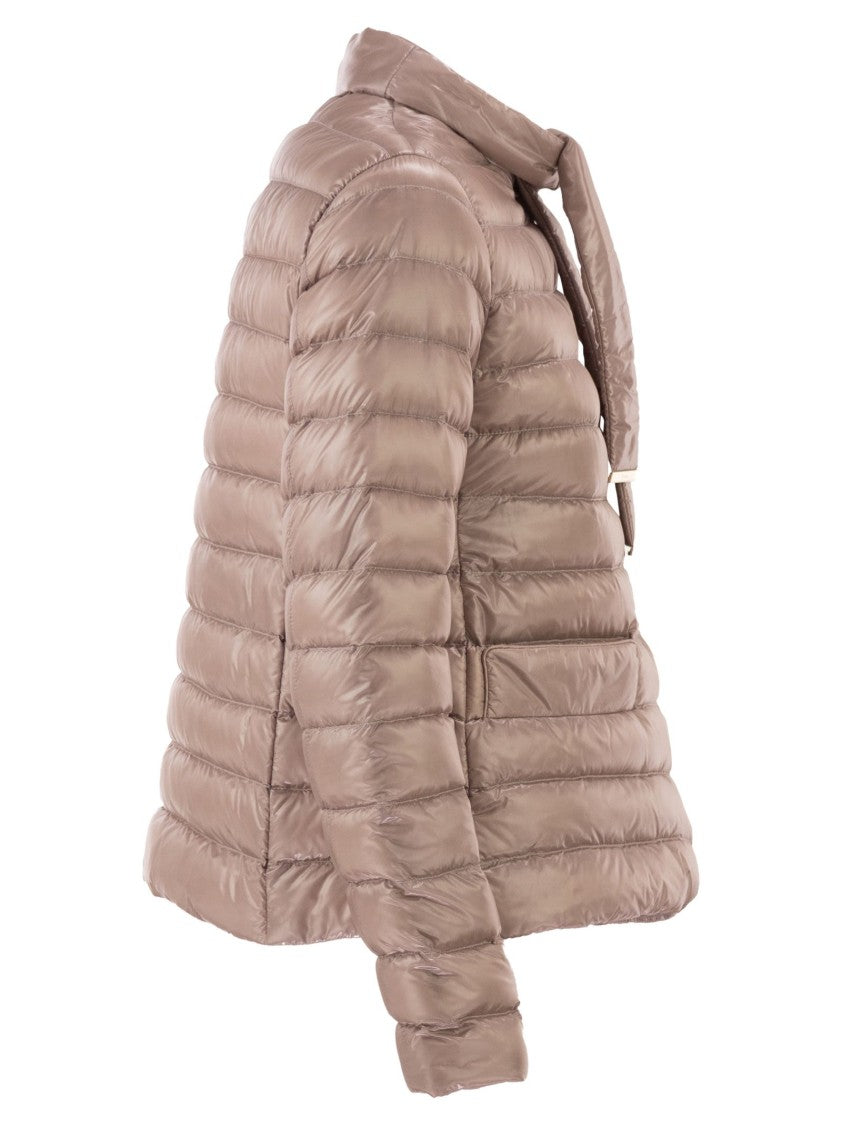 Herno Ultra-Light Down Jacket With Bow Neckline