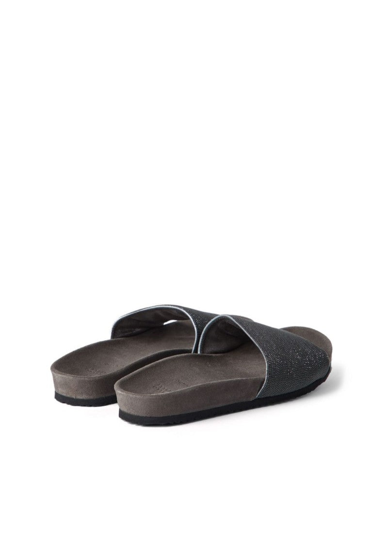 Brunello Cucinelli Textured Strap Slip-On Sandals With Cushioned Footbed