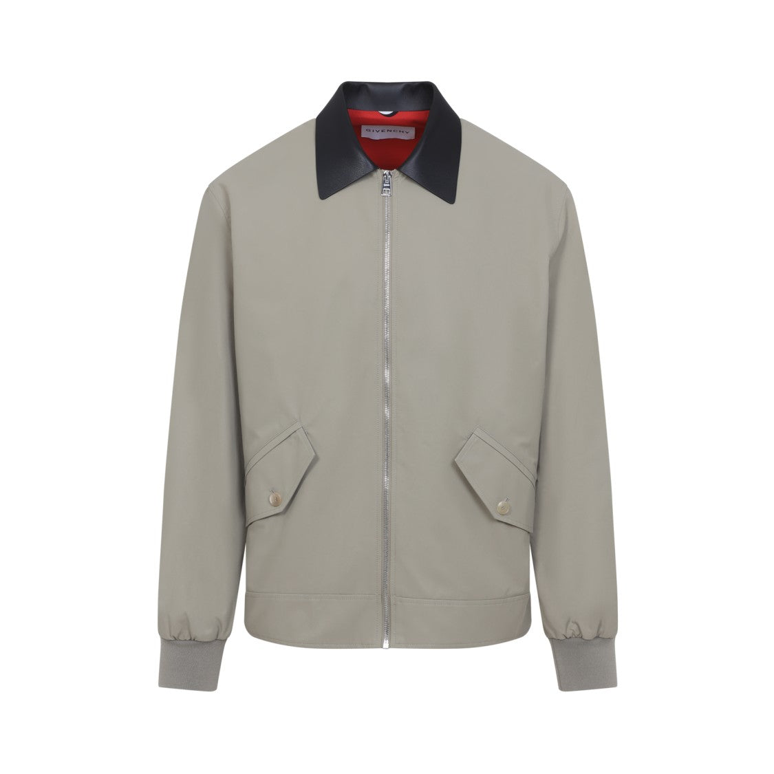 Givenchy Beige Cotton Twill Jacket With Black Leather Collar