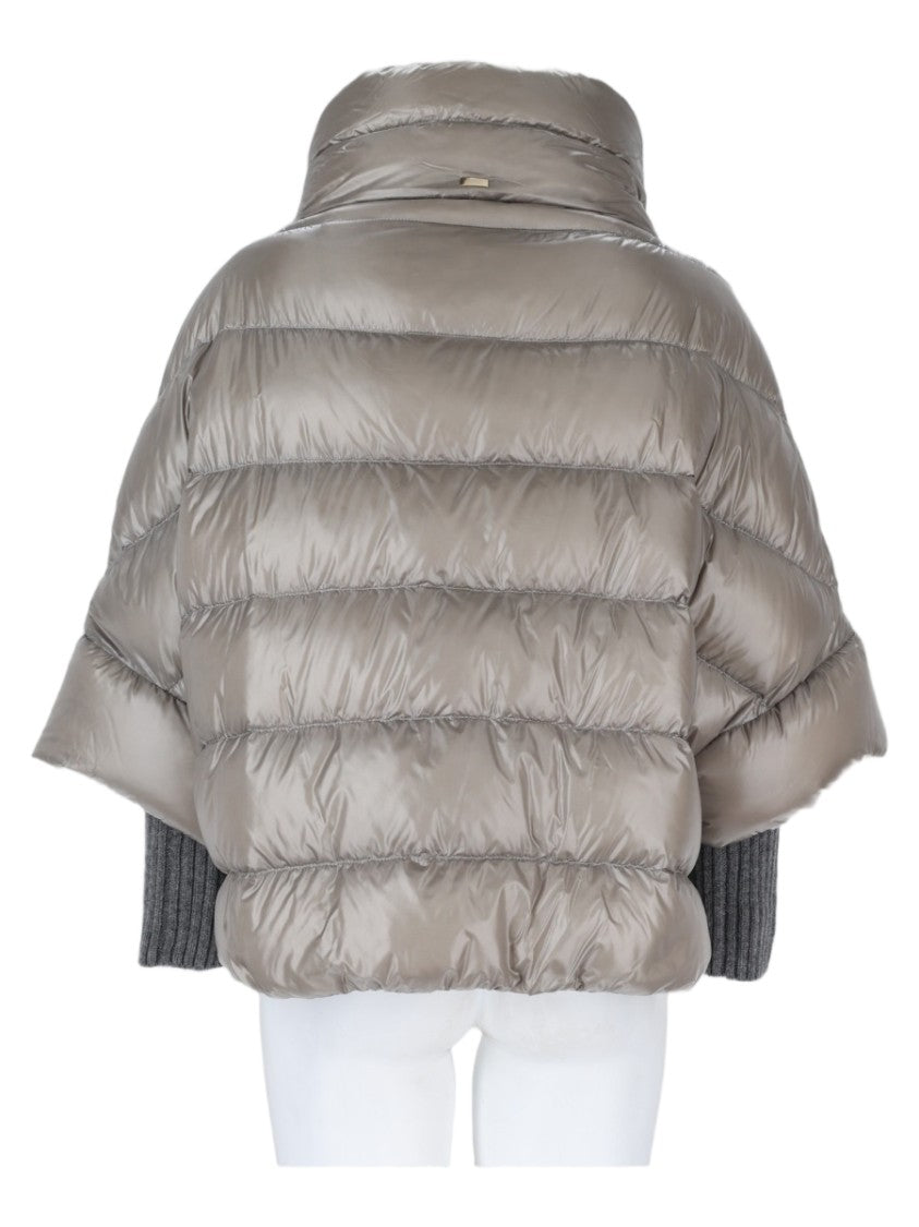 Herno Puffer-Style Jacket With High Collar And Ribbed Knit Cuffs