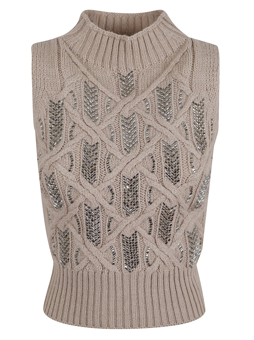 Ermanno Scervino Cropped High Neck Knitted Top