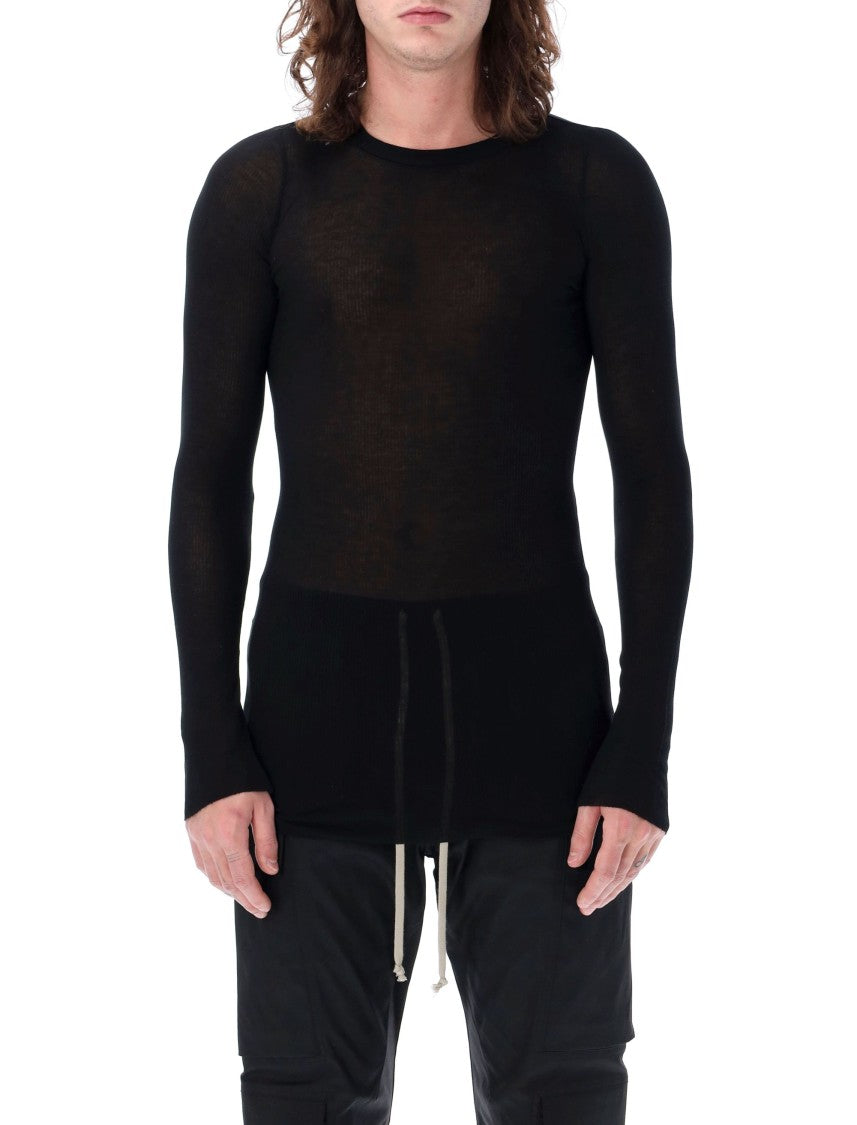 Rick Owens Textured Black Ribbed Tee