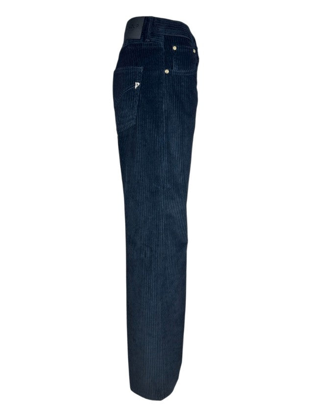 Dondup Wide-Leg Velvet Pants With Jewel-Button Closure