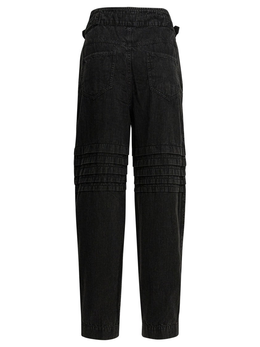 Isabel Marant Étoile High-Waisted Chambray Cotton Pants With Front Snap Closure