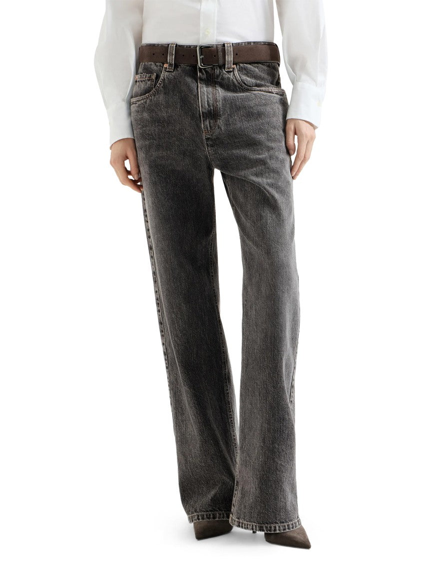 Brunello Cucinelli Wide-Leg Denim Trousers With Vintage-Inspired Finish