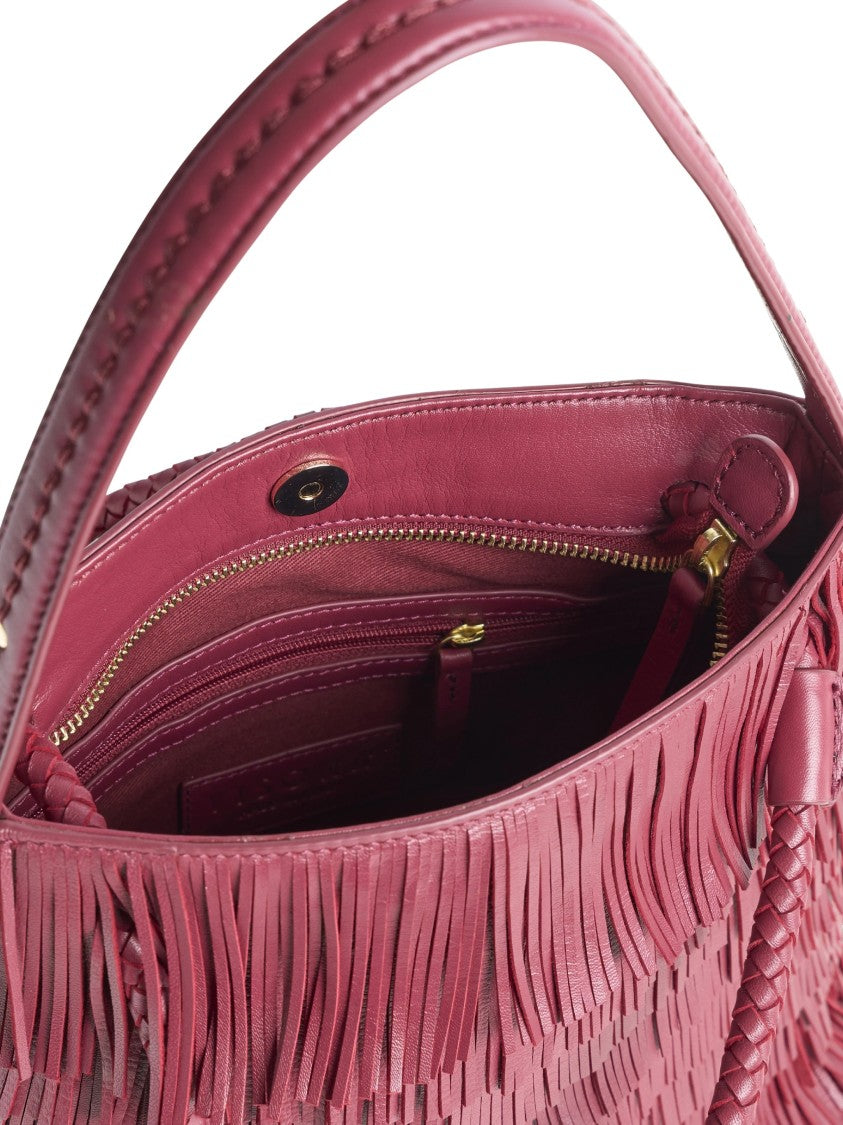 Visona` Nappa Fringed Burgundy Handbag