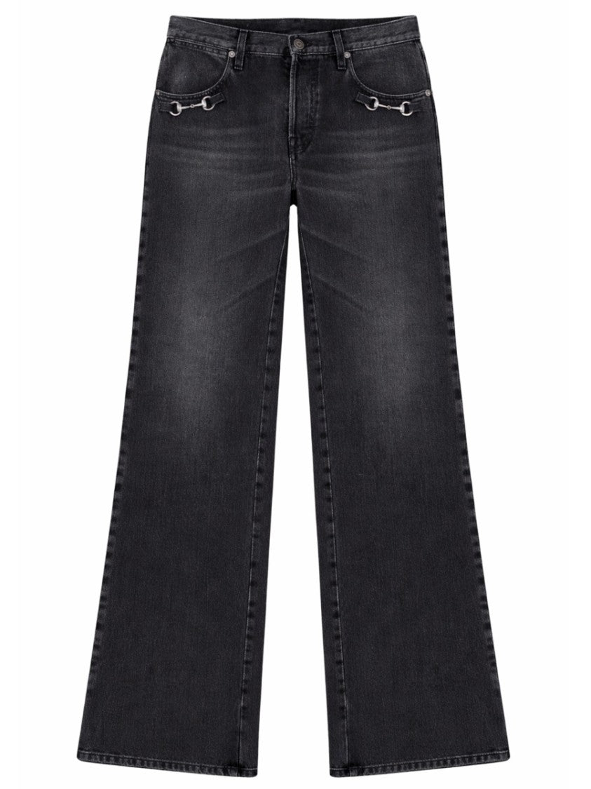 Gucci Horsebit Wide-Leg Denim Jeans