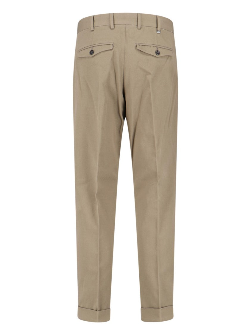 Pt Torino Beige Cotton Tailored Trousers
