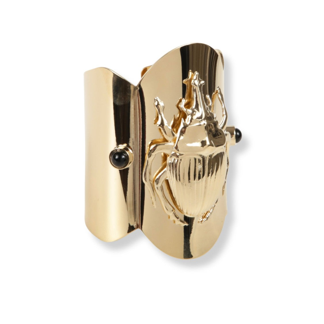 La Double J Scarab Motif Gold Bangle