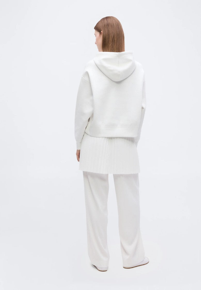 Lacoste White Oversized Minimalist Hooded Sweatshirt