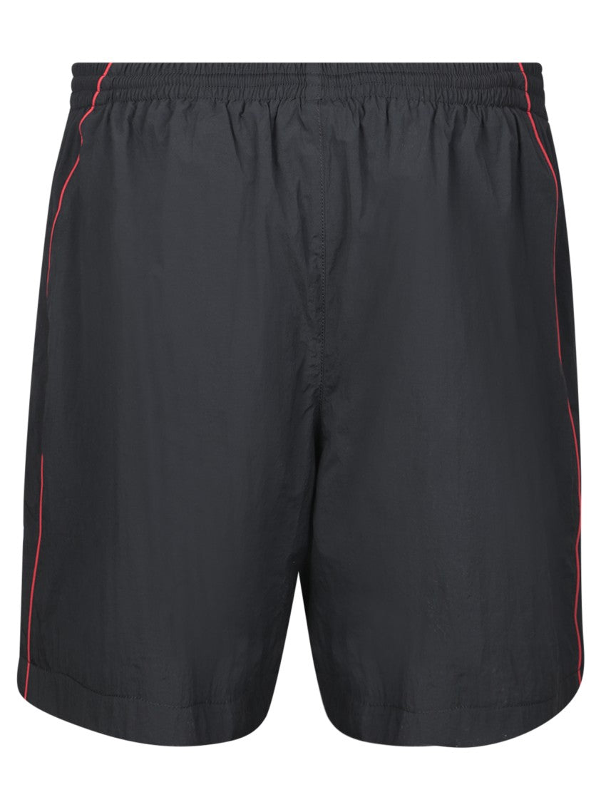 Balenciaga Relaxed-Fit Black Shorts With Red Detailing