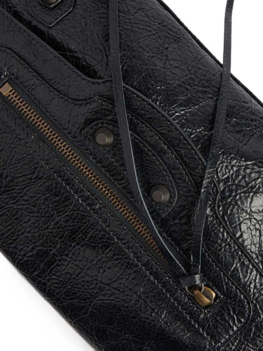 Balenciaga Rectangular Black Textured Leather Clutch Bag