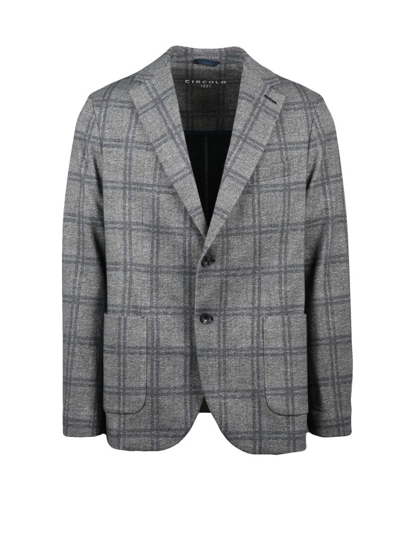 Circolo 1901 Checkered Cotton Stretch Jacket With Rounded Silhouette