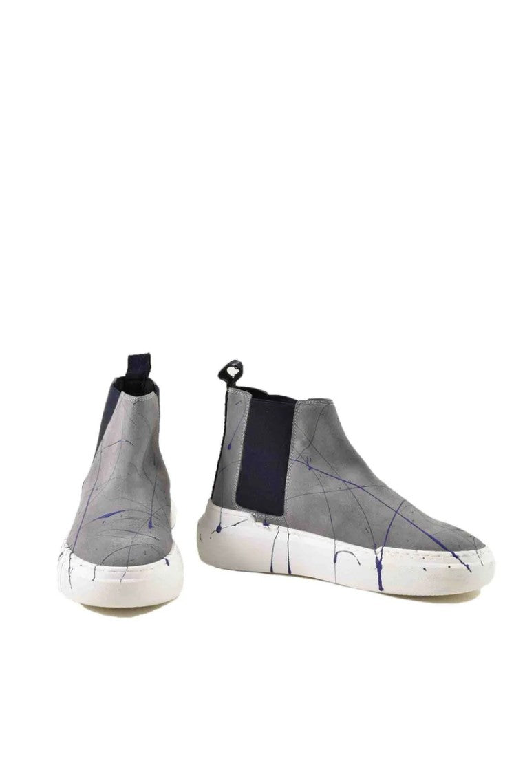 V2 Brand Grey Elastic Leather Boots
