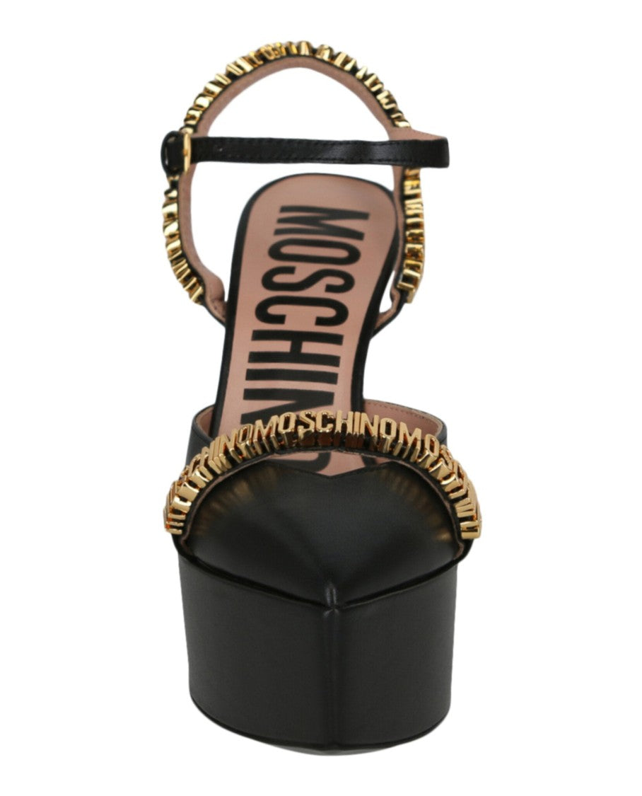 Moschino Logo Lettering Ankle Strap Pumps