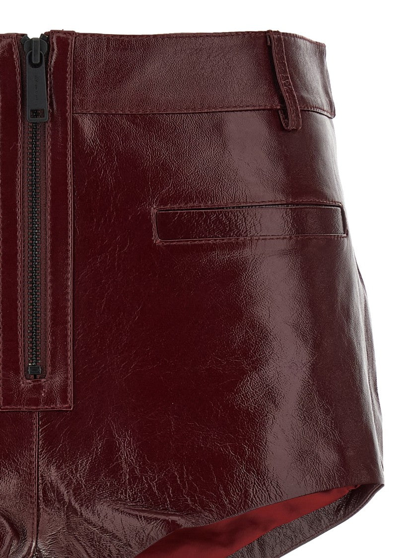 Self-Portrait Craqué Leather Shorts