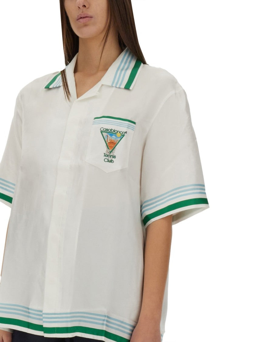 Casablanca Cuban Collar Silk Shirt
