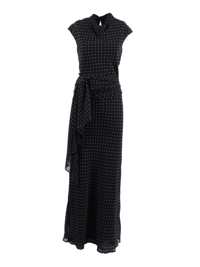 Rotate Black Combo Polka Dot Maxi Dress