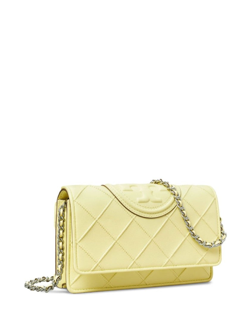 Tory Burch Quilted Shoulder Bag In Yellow Lambskin