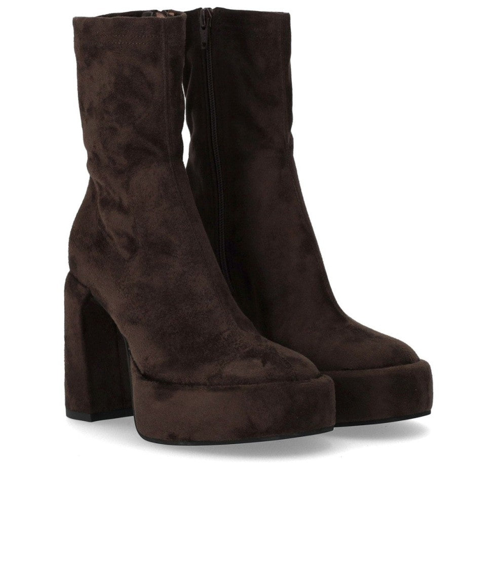 Elena Iachi Zelda Brown Heeled Ankle Boot