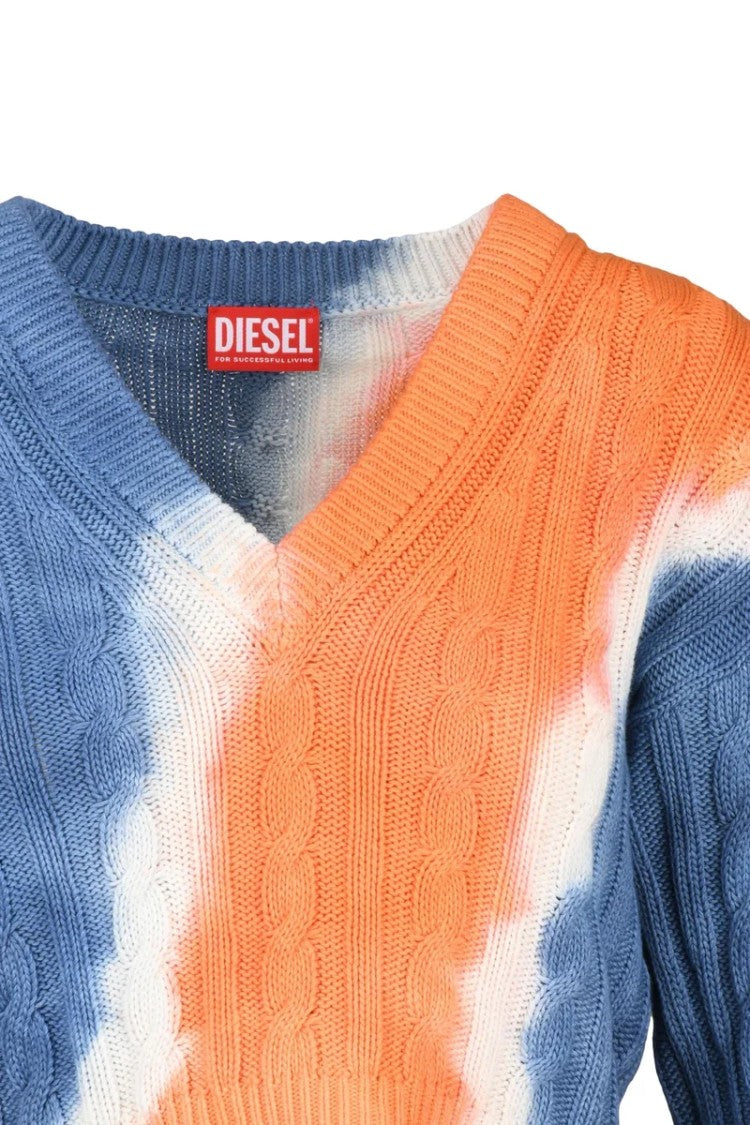 Diesel Short Sweater Cotton - Sky Blue/Orange