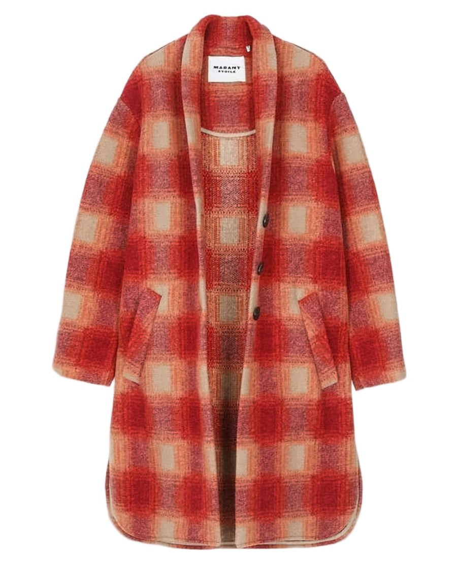 Isabel Marant Short Checkered Coat With Rounded Hem