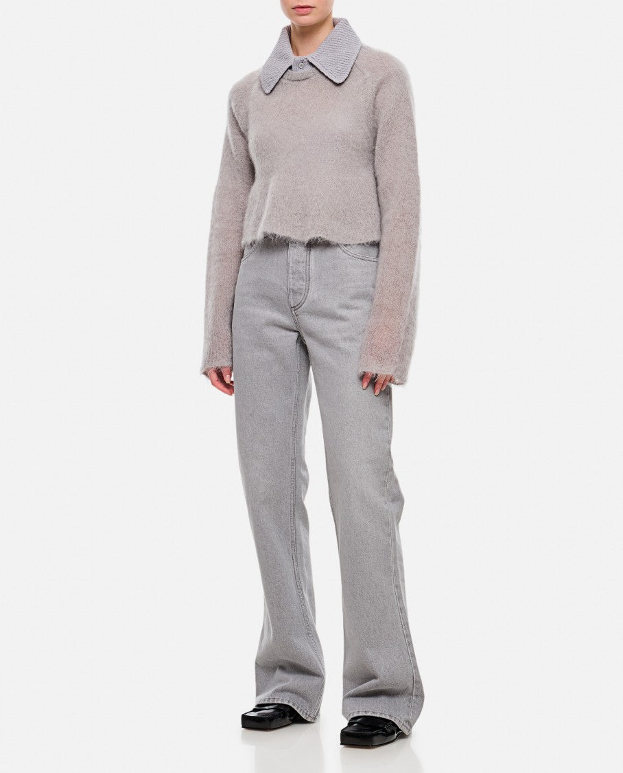 Bottega Veneta Light Grey Washed Flared Denim Pants