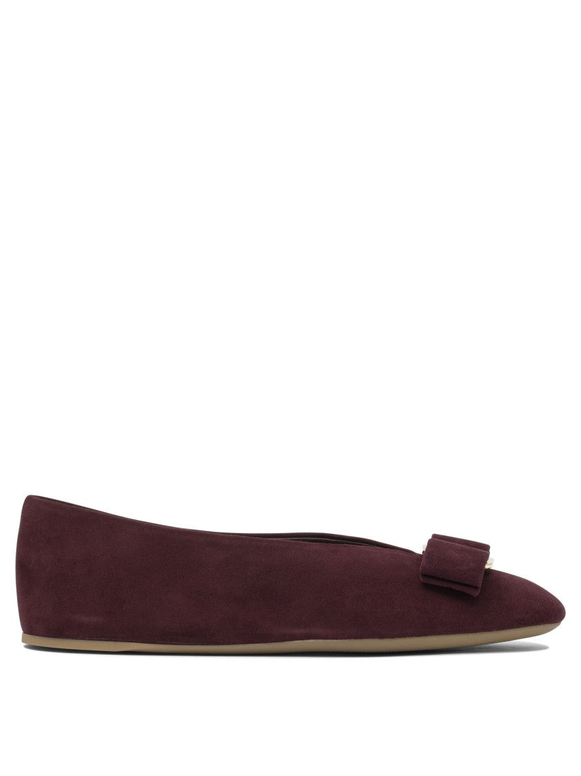 Ferragamo Bordeaux Leather Ballerinas