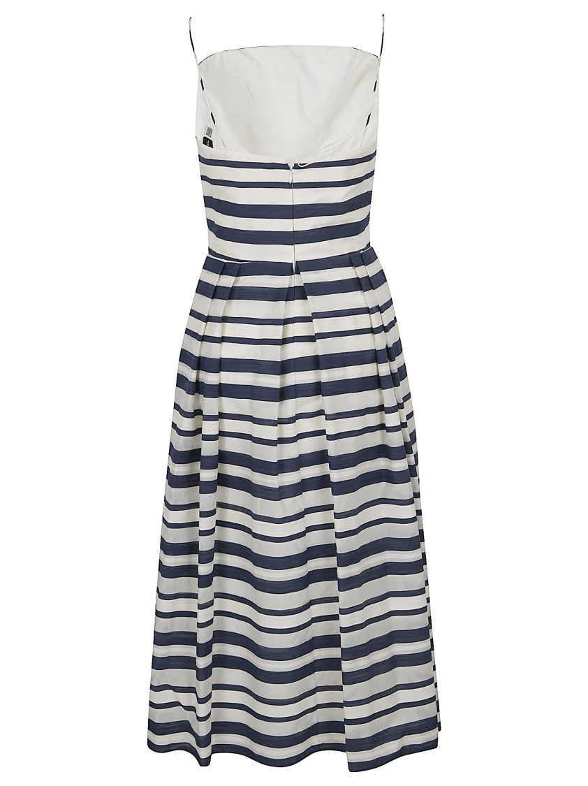 Lauren Woven Striped Fit-And-Flare Dress With Spaghetti Straps