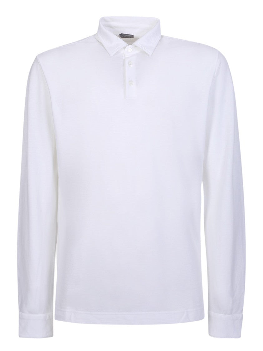 Zanone White Long-Sleeved Polo Shirt