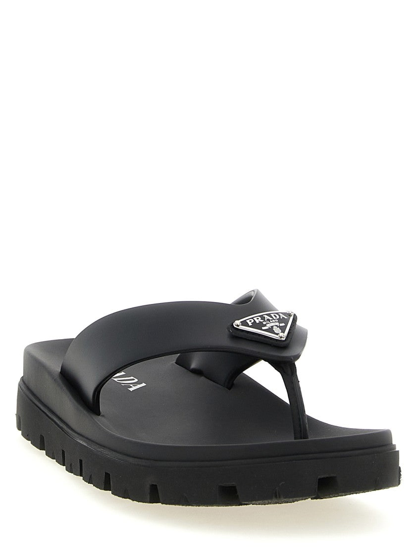 Prada Triangle Logo Sandals