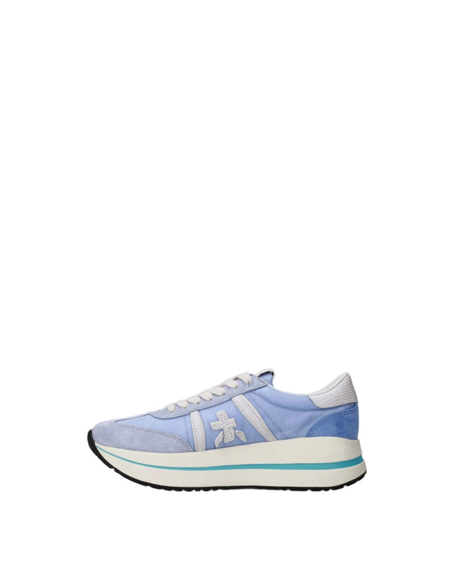 Premiata Light Blue Suede Mesh Accents Sneakers