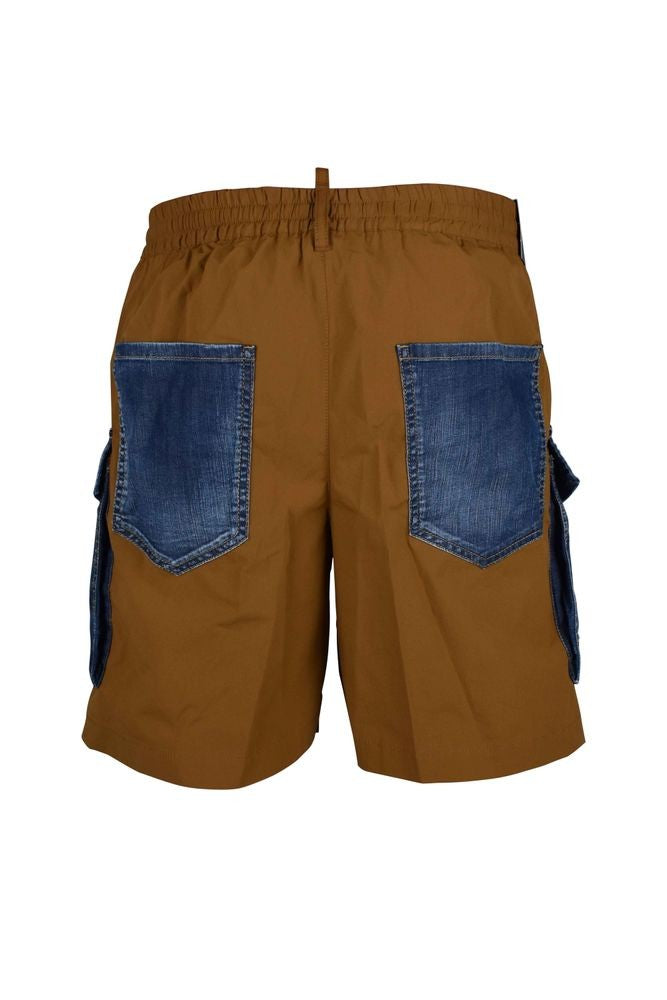 Dsquared2 Bi-Material Cargo-Style Shorts With Elastic Waistband