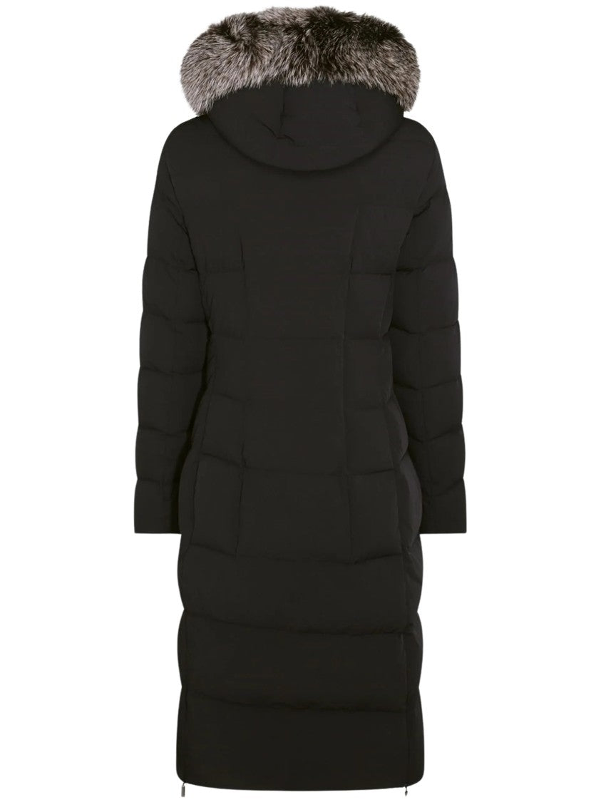 Moorer Hooded Padded Coat With Fur Trim And Quilted Design