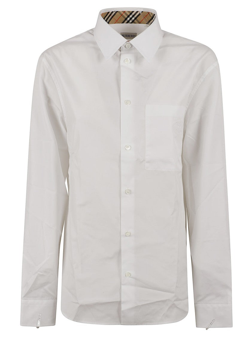 Burberry White Shirt With Equestrian Knight Embroidery