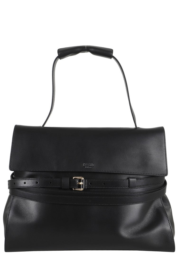 Moschino Rectangular Black Leather Handbag