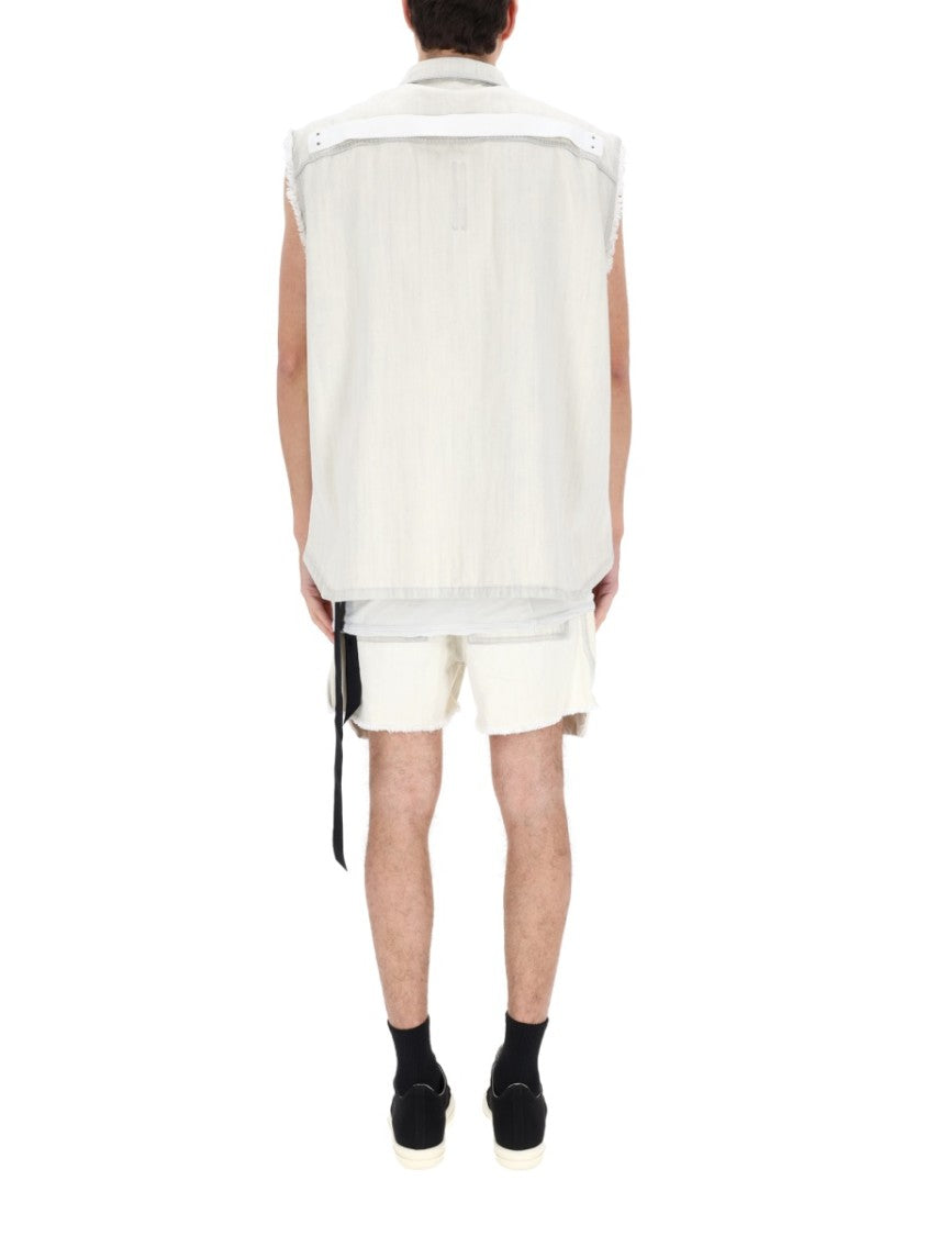 Drkshdw By Rick Owens Sl Tommy Sleeveless Frayed Jacket