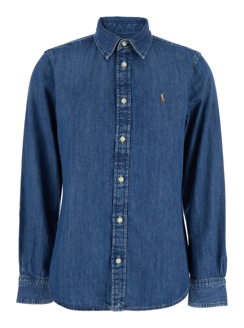Polo Ralph Lauren Blue Shirt With Classic Collar