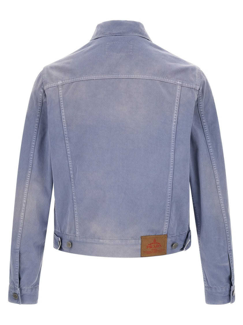 Prada Washed Cotton Gabardine Blouson With Removable Lining And Adjustable Hem