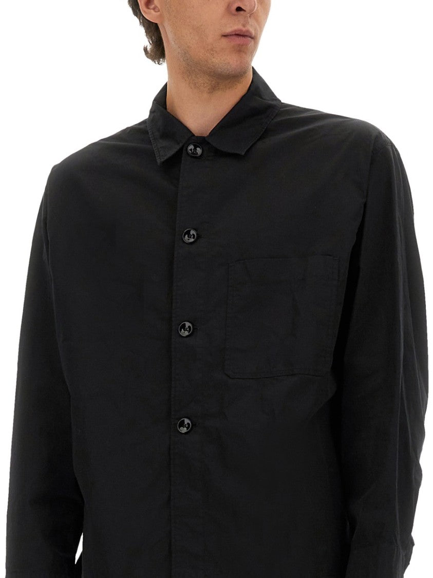 Lemaire Boxy Black Cotton Pajama Shirt