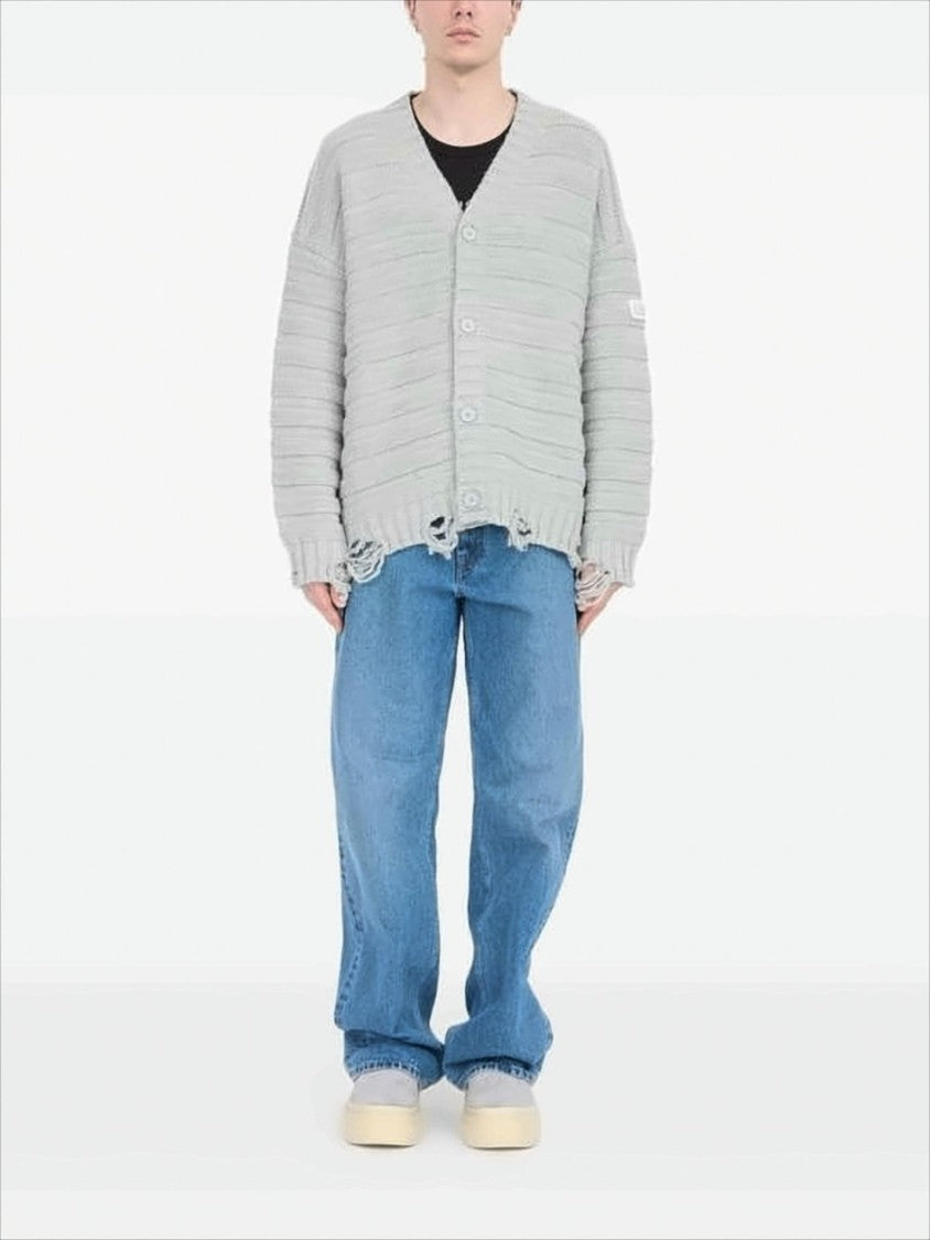Mm6 By Maison Margiela Boxy Fit V-Neck Cardigan With Textured Knit