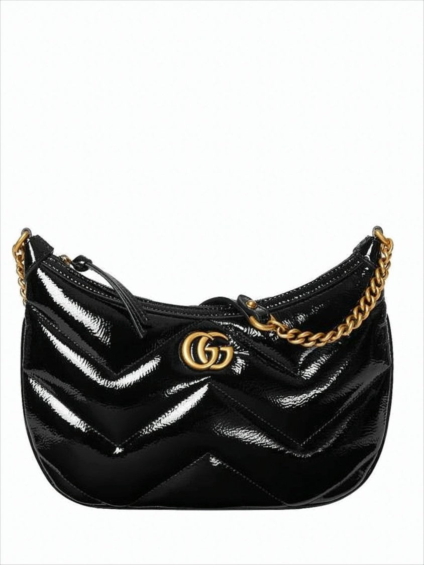 Gucci Chevron Quilted Black Leather Shoulder Bag