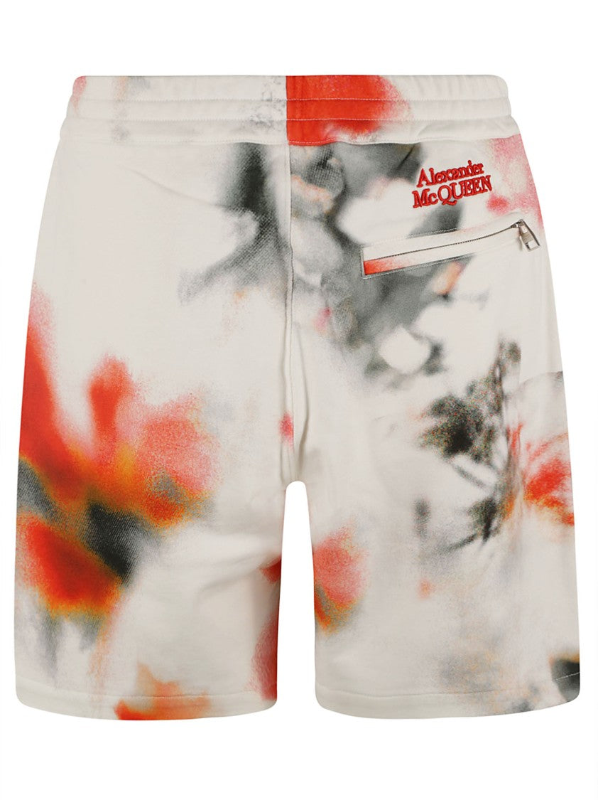 Alexander Mcqueen Abstract Print Cotton Shorts With Relaxed Fit
