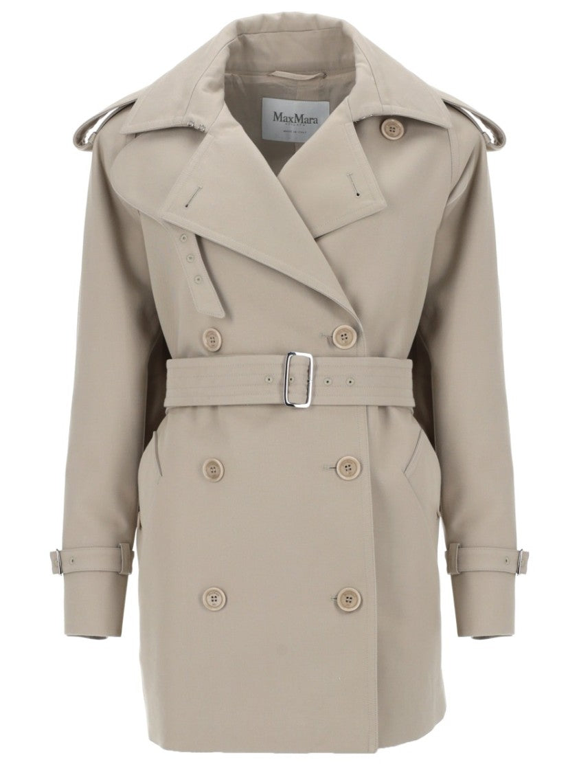 Max Mara Double-Breasted Short Cotton Trench Coat