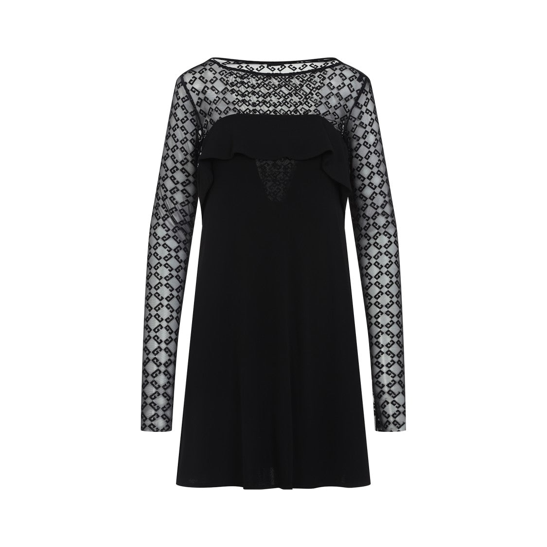 Givenchy Fitted Black Dress With Lace Overlay