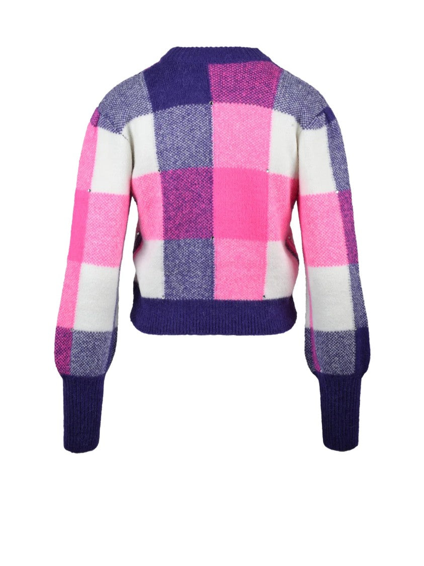 Mc2 Saint Barth Short Crew Neck Sweater With Bold Checkered Pattern