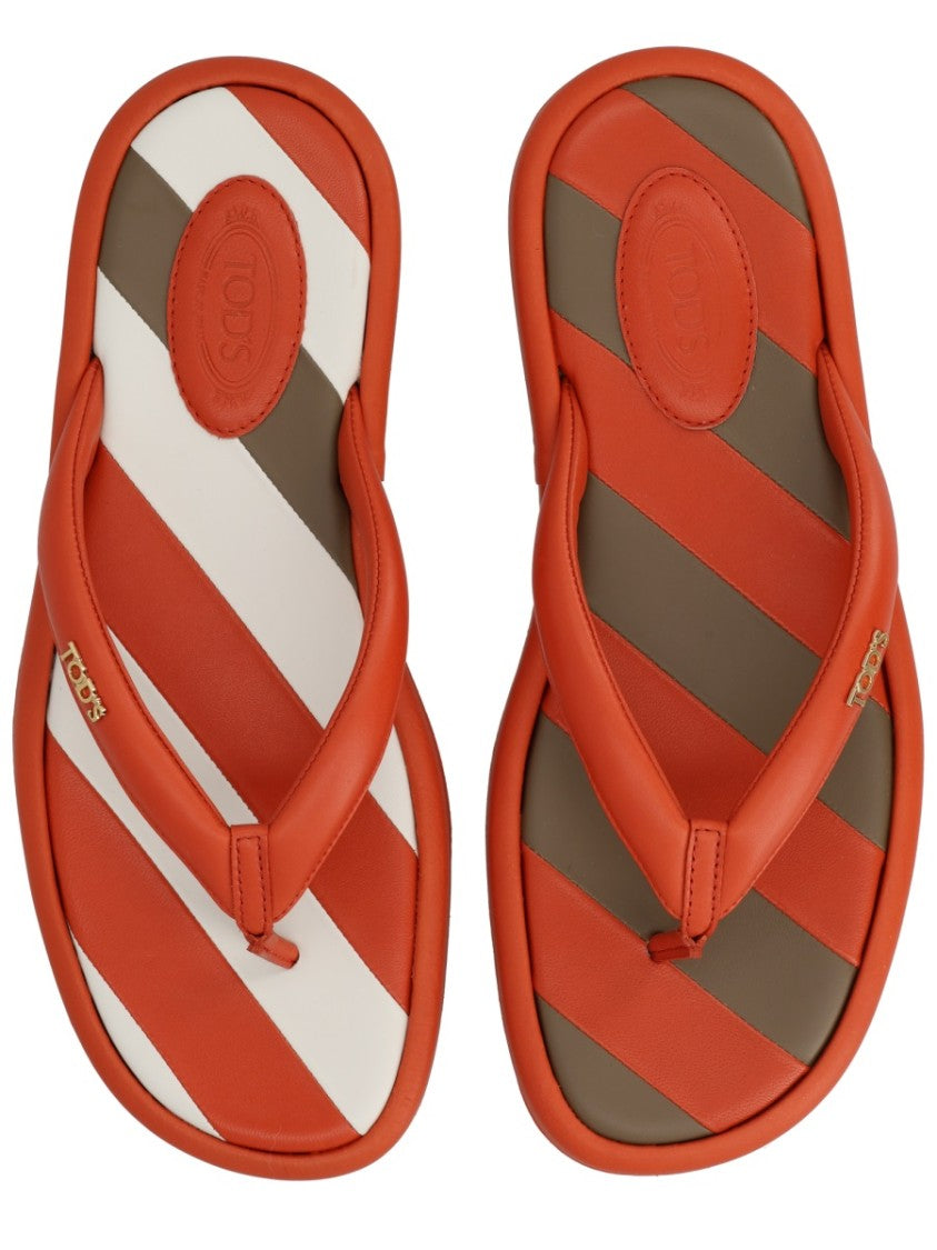 Tod's Tod's Diagonal Stripes Leather Sandals