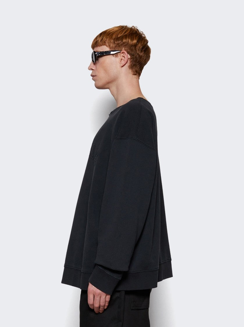 Maison Margiela Vintage Effect Organic Cotton Fleece Logo Sweatshirt