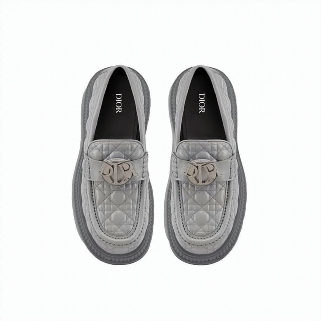 Christian Dior Quilted Buffalo Leather Loafers With Rugged Sole